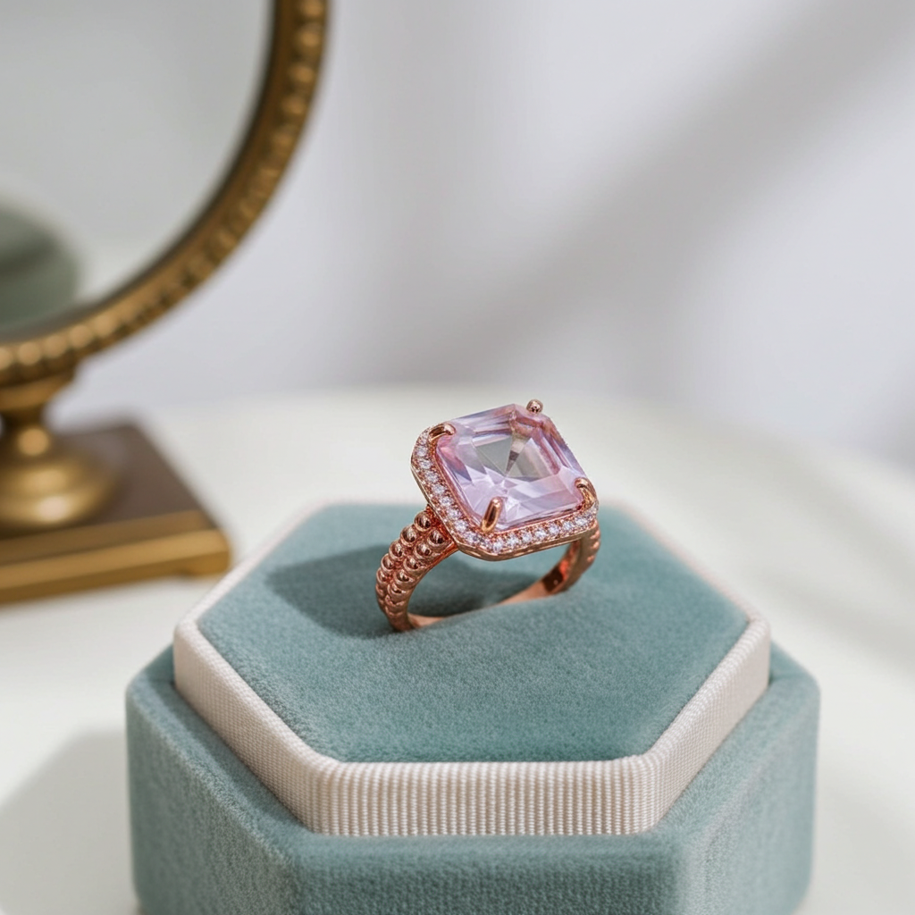 4CT Lavender Amethyst Cushion Cut Ring 925 Sterling Silver