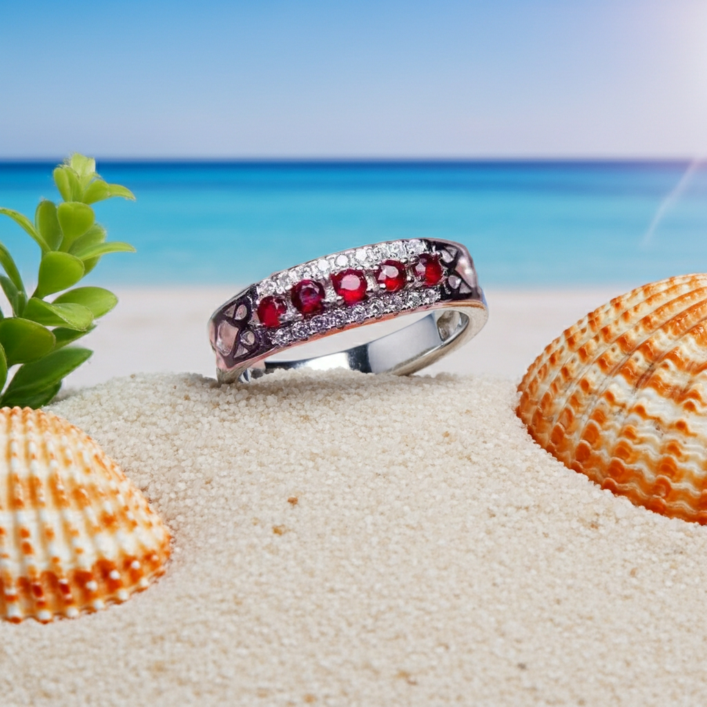 Natural Ruby Band Ring 2mm, Burma Ruby Round Cut Band Ring, Genuine Ruby Ring