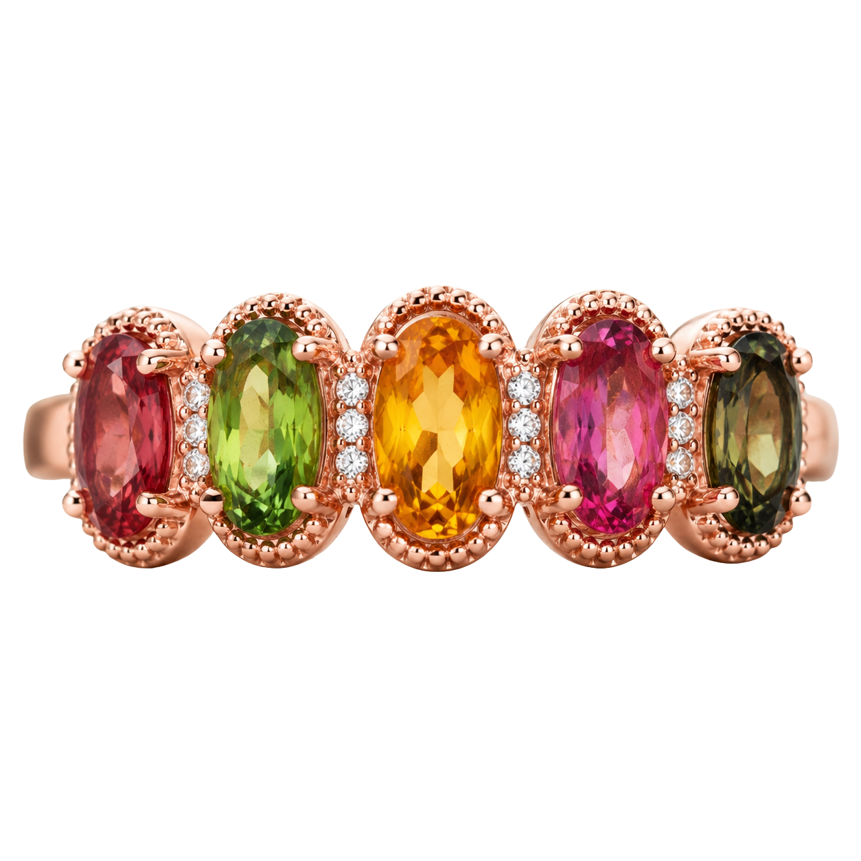 Natural Multi Tourmaline Statement Ring Sterling Silver