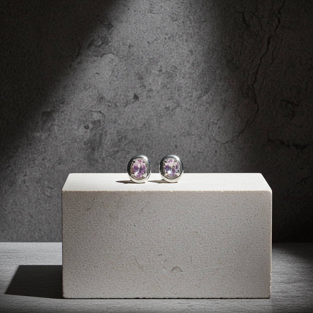 Lab Created Alexandrite Stud Earrings 3x4mm Sterling Silver