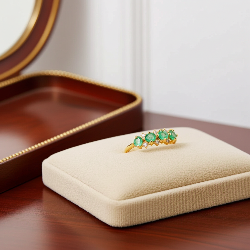 Colombian Emerald Band Ring 3x4mm, Natural Emerald Band Ring Sterling Silver