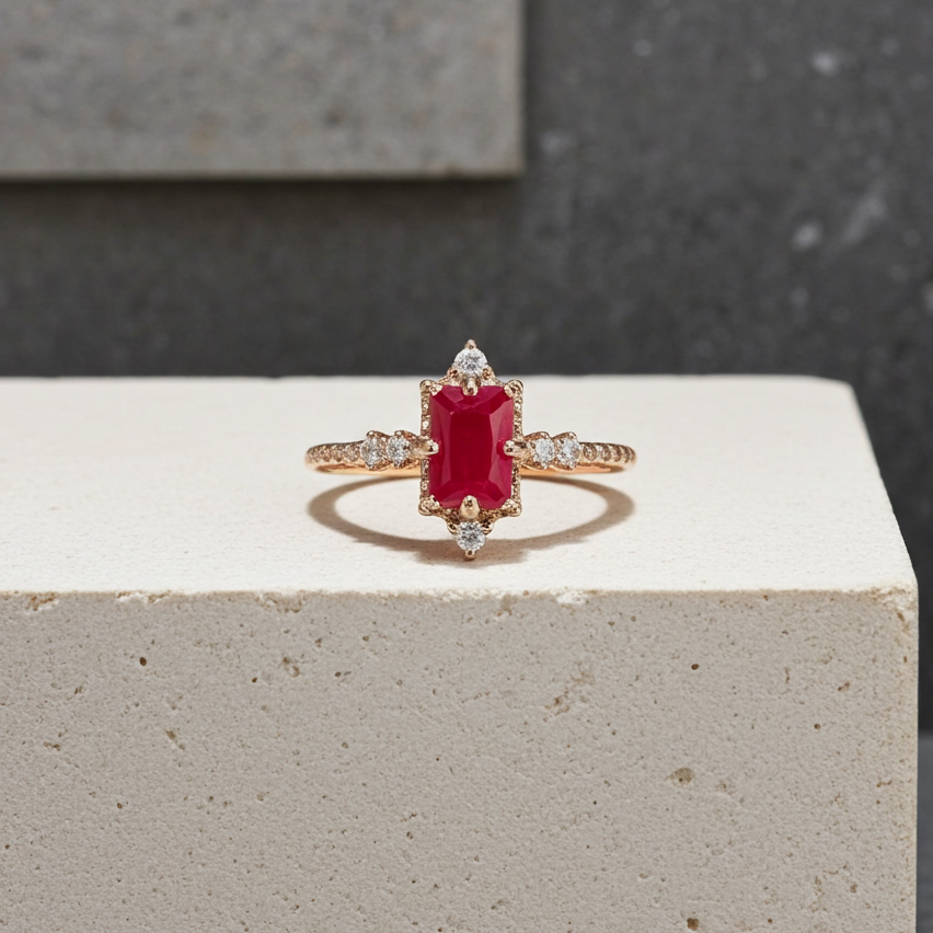 Dainty Natural Ruby Ring, Women's Natural Ruby Ring 4x6mm Sterling Silver