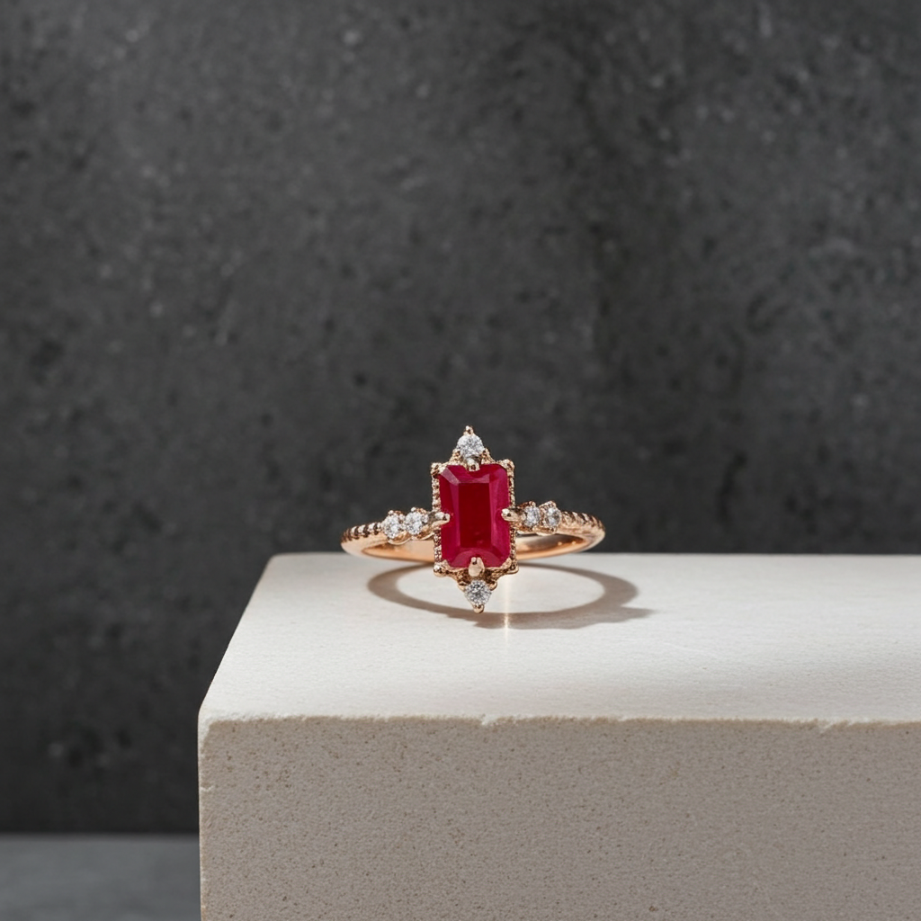 Dainty Natural Ruby Ring, Women's Natural Ruby Ring 4x6mm Sterling Silver