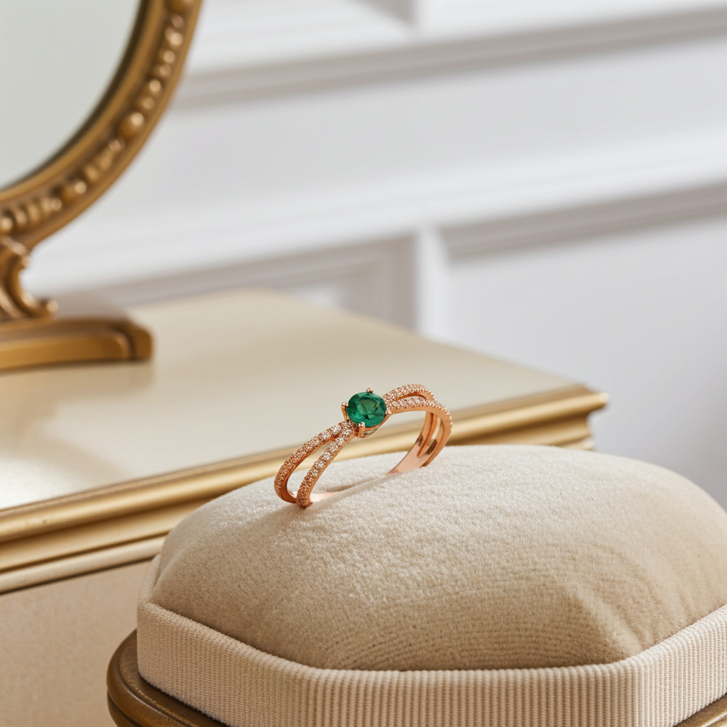 Dainty Emerald Ring Sterling Silver 3.5mm, Women's Dainty Emerald Ring's