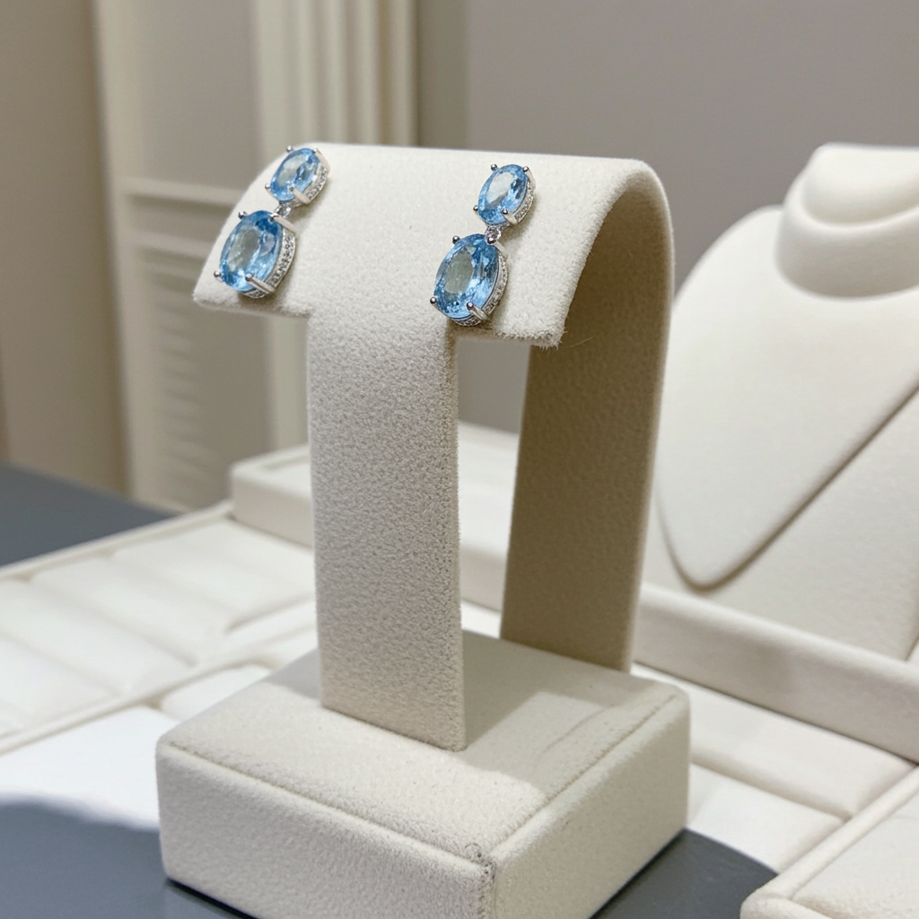 Sky Blue Topaz Gemstone Dangle Earrings 8x10mm