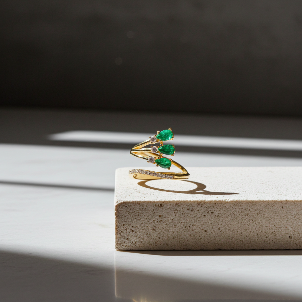 Natural Emerald Ring Sterling Silver 3x5mm, Women's Colombian Emerald Ring's