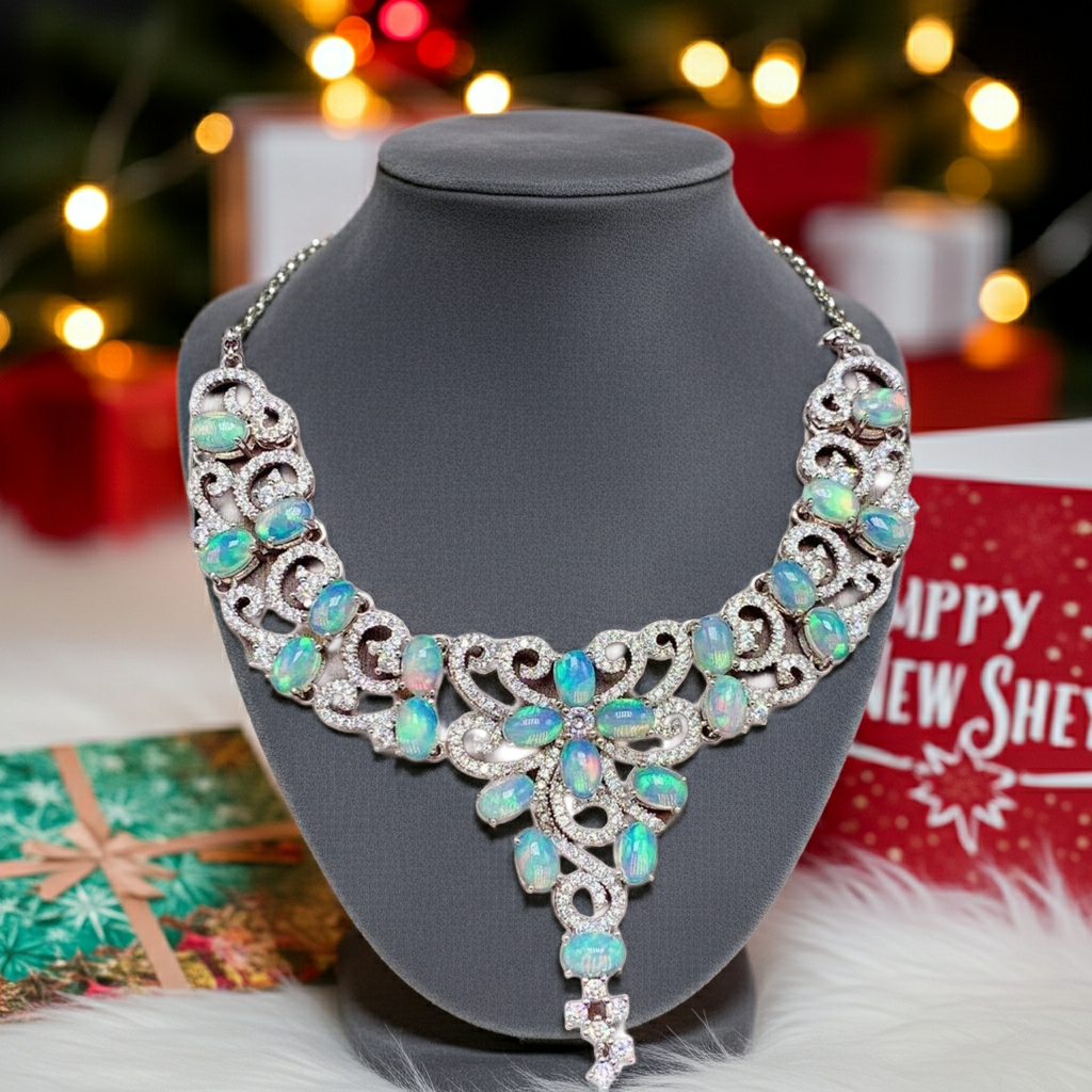 Australian White Opal Statement Necklace, Women's White Opal Statement Necklace