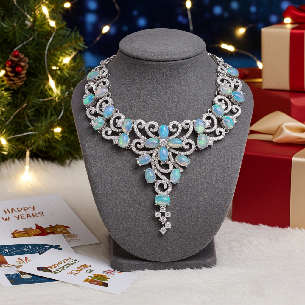 Australian White Opal Statement Necklace, Women's White Opal Statement Necklace