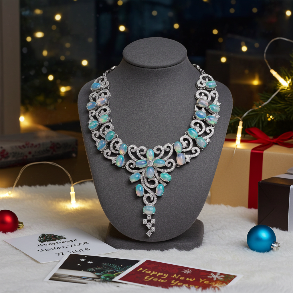 Australian White Opal Statement Necklace, Women's White Opal Statement Necklace