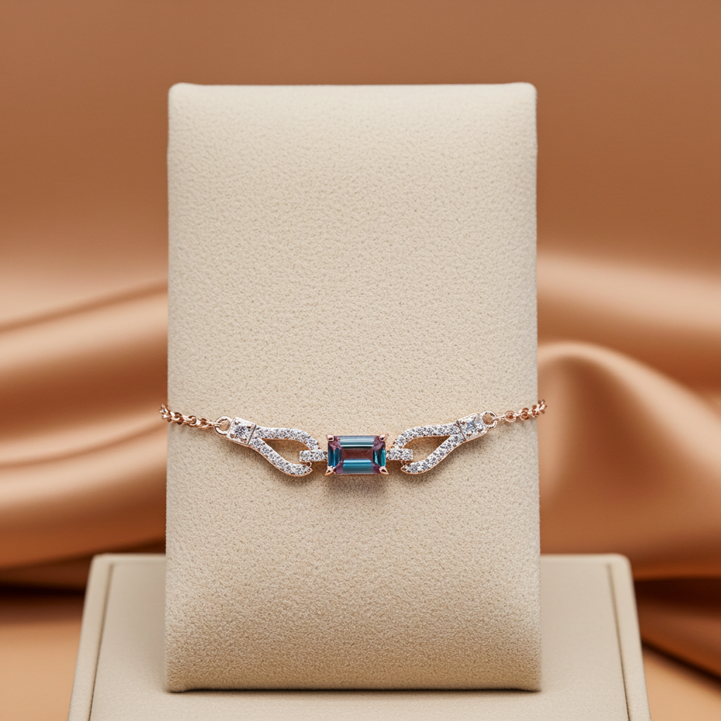 Dainty Emerald Cut Alexandrite Bracelet 4x6mm