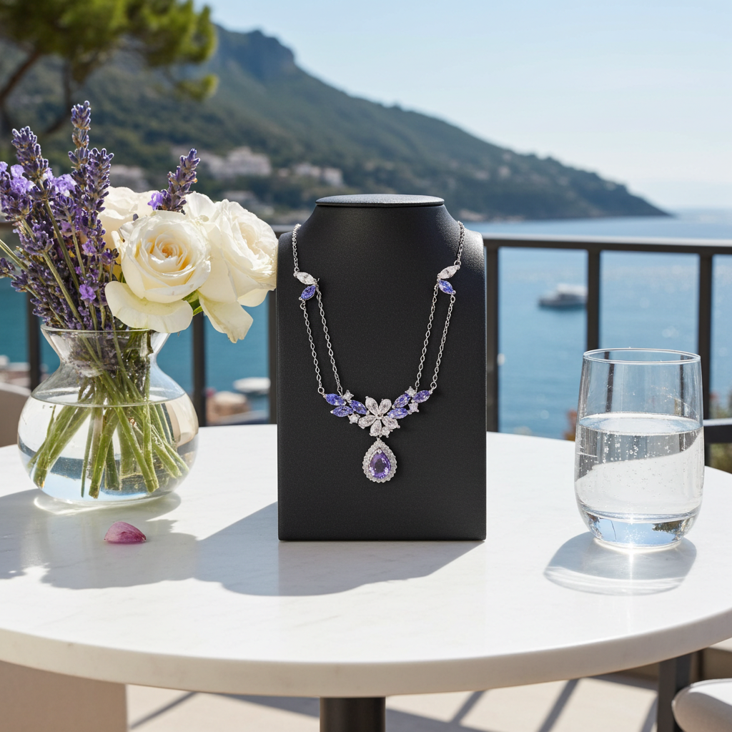 Purple Tanzanite and Amethyst Statement Necklace