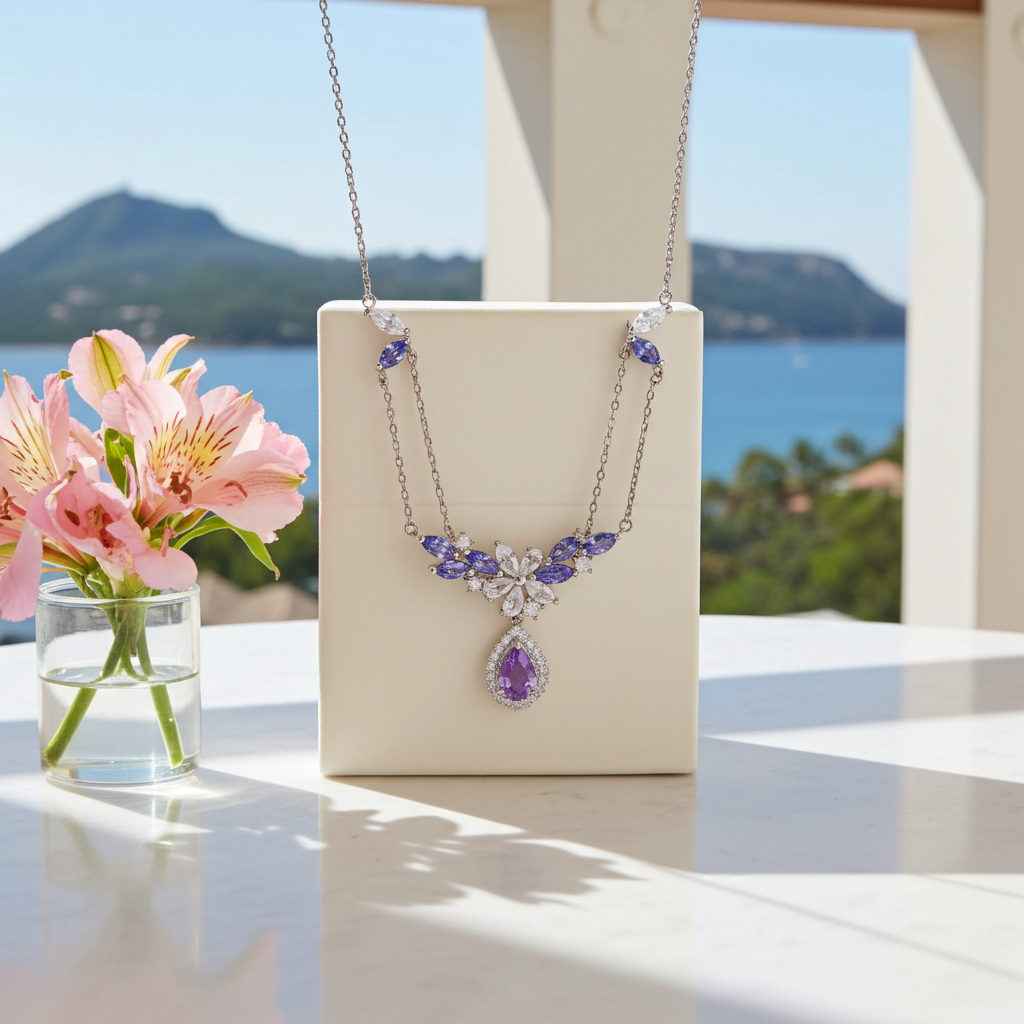 Purple Tanzanite and Amethyst Statement Necklace