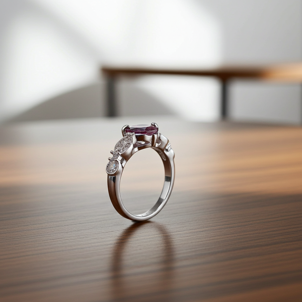 Color Changing Lab Alexandrite Heart Ring 6mm