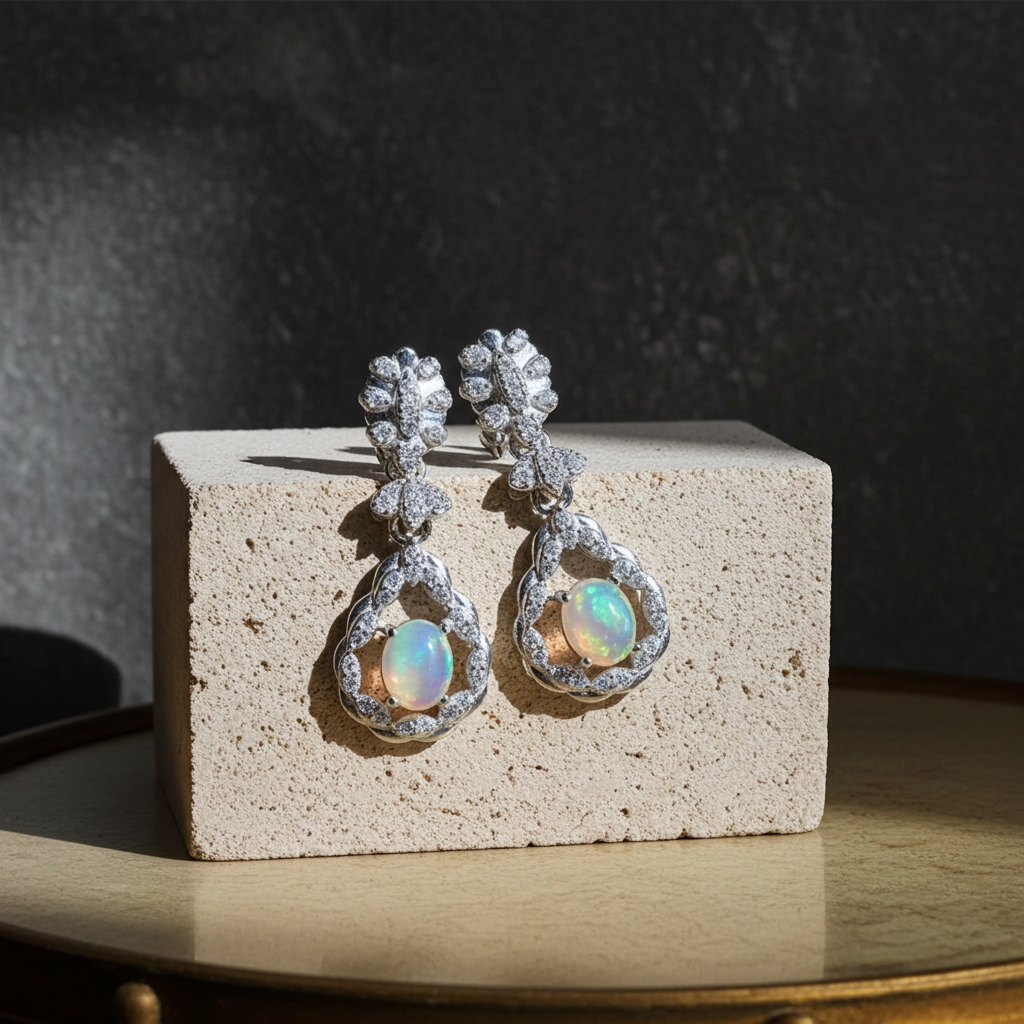 Fire Opal Gemstone Earrings 4x5mm 925 Sterling Silver