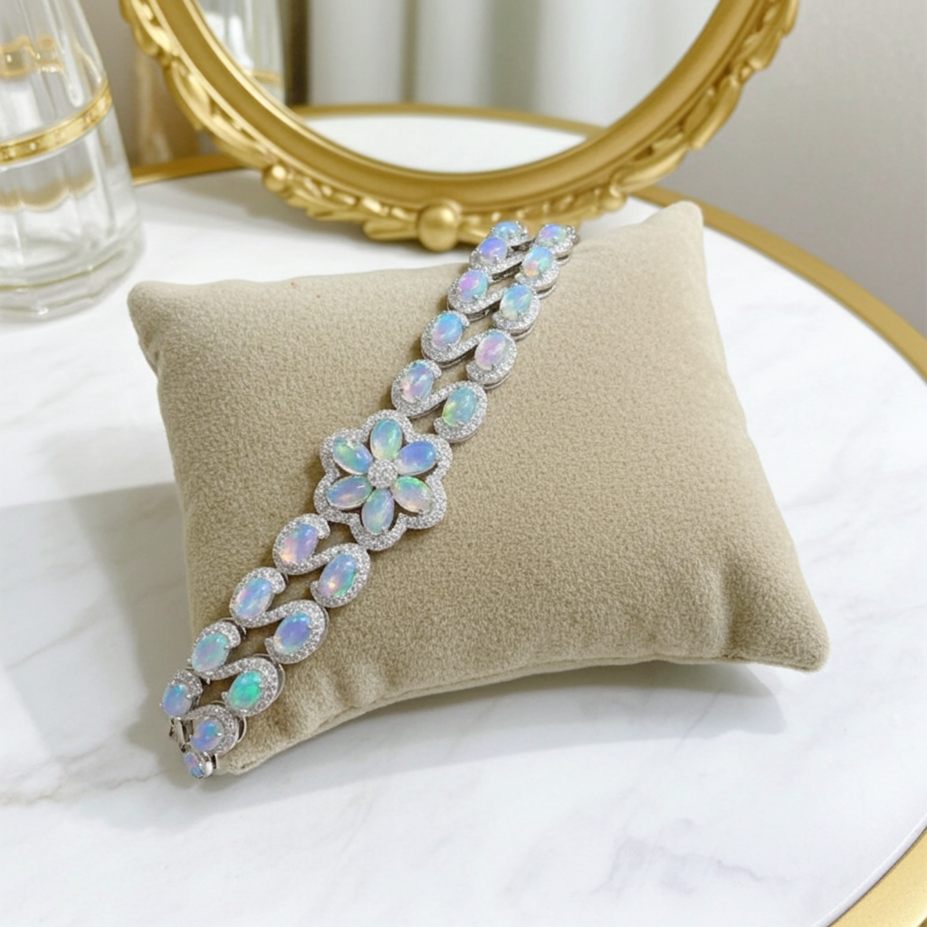 Australian Fire Opal Double Layer Tennis Bracelet