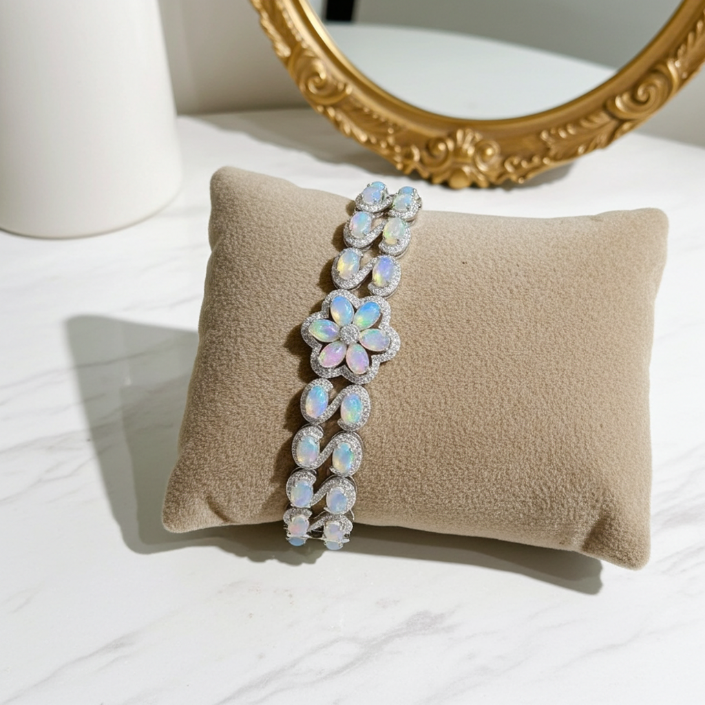 Australian Fire Opal Double Layer Tennis Bracelet