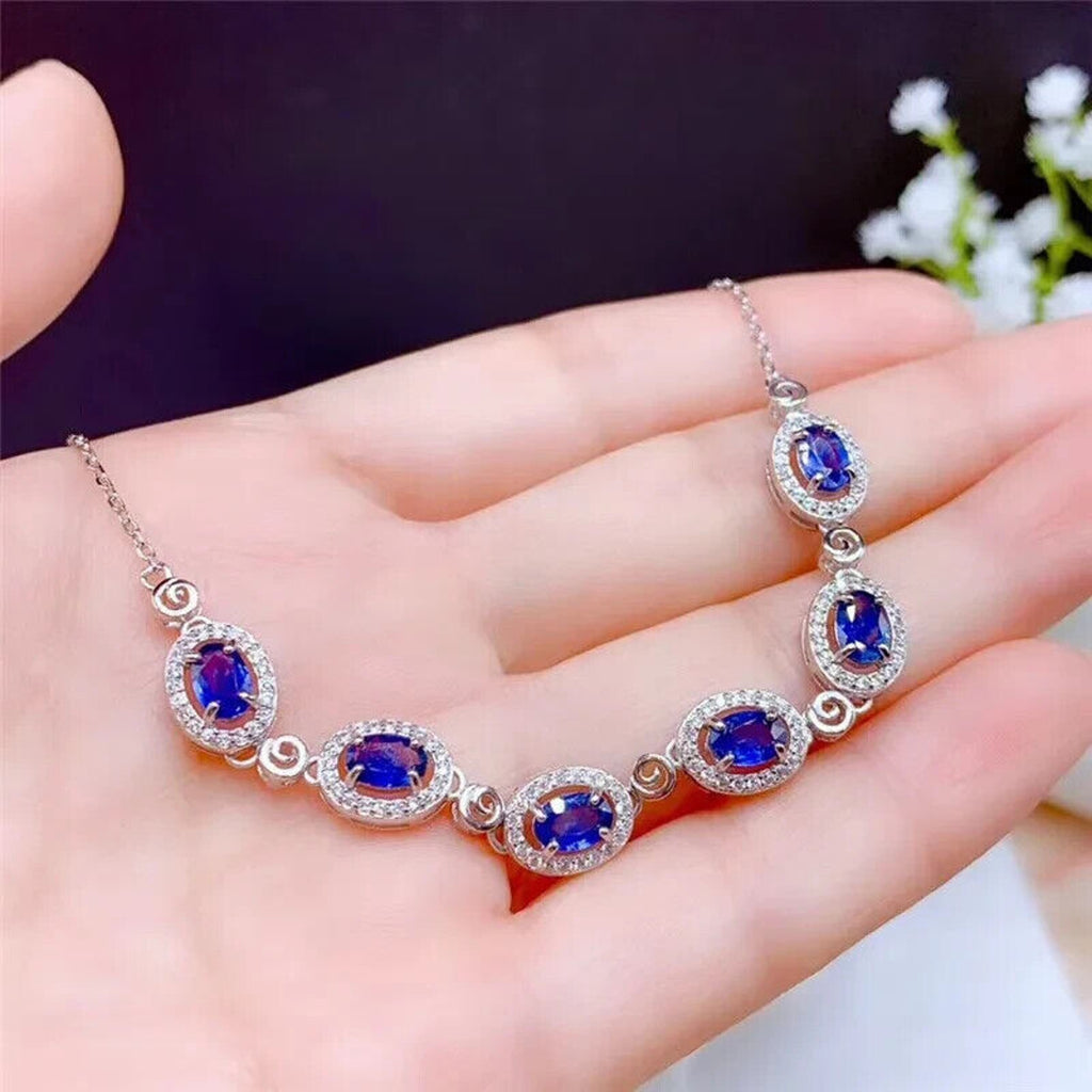 Natural Sapphire Tennis Bracelet, Women's Sapphire Jewelry, Genuine Sapphire