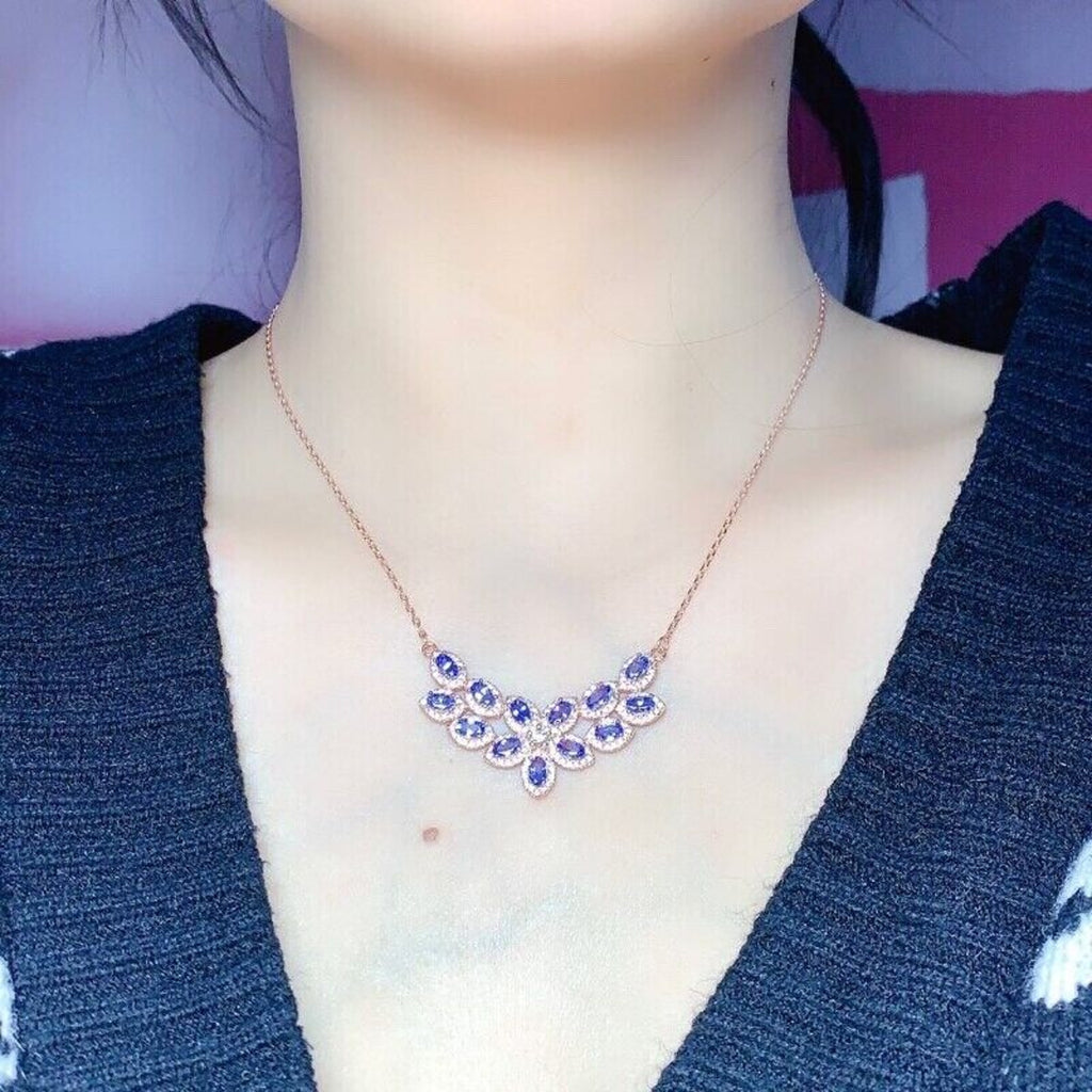 Purple Tanzanite Statement Necklace, Platinum Plated Tanzanite Collar Necklace