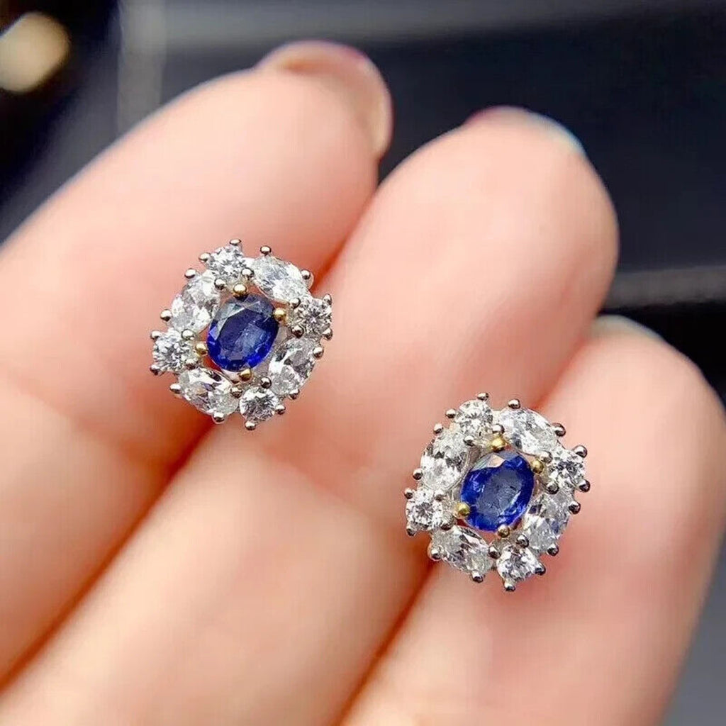 Sapphire Earrings, Natural Sapphire Stud Earrings, Sapphire Stud Earrings, Sterling Silver Sapphire Earrings, Sapphire, Natural Sapphire Earrings, 925 Sterling Silver, Blue Sapphire Earrings, Natural Blue Sapphire Earrings, Natural Blue Sapphire, Blue Sapphire, Bright Blue Sapphire, 925 Sterling Silver, Sapphire Earrings, Dainty, Dainty Stud Earrings, Dainty Sapphire Earrings, Women’s Sapphire Earrings, Anniversary Gift Sapphire, Sapphire September Birthstone, September Birthstone Sapphire, Sapphire Studs