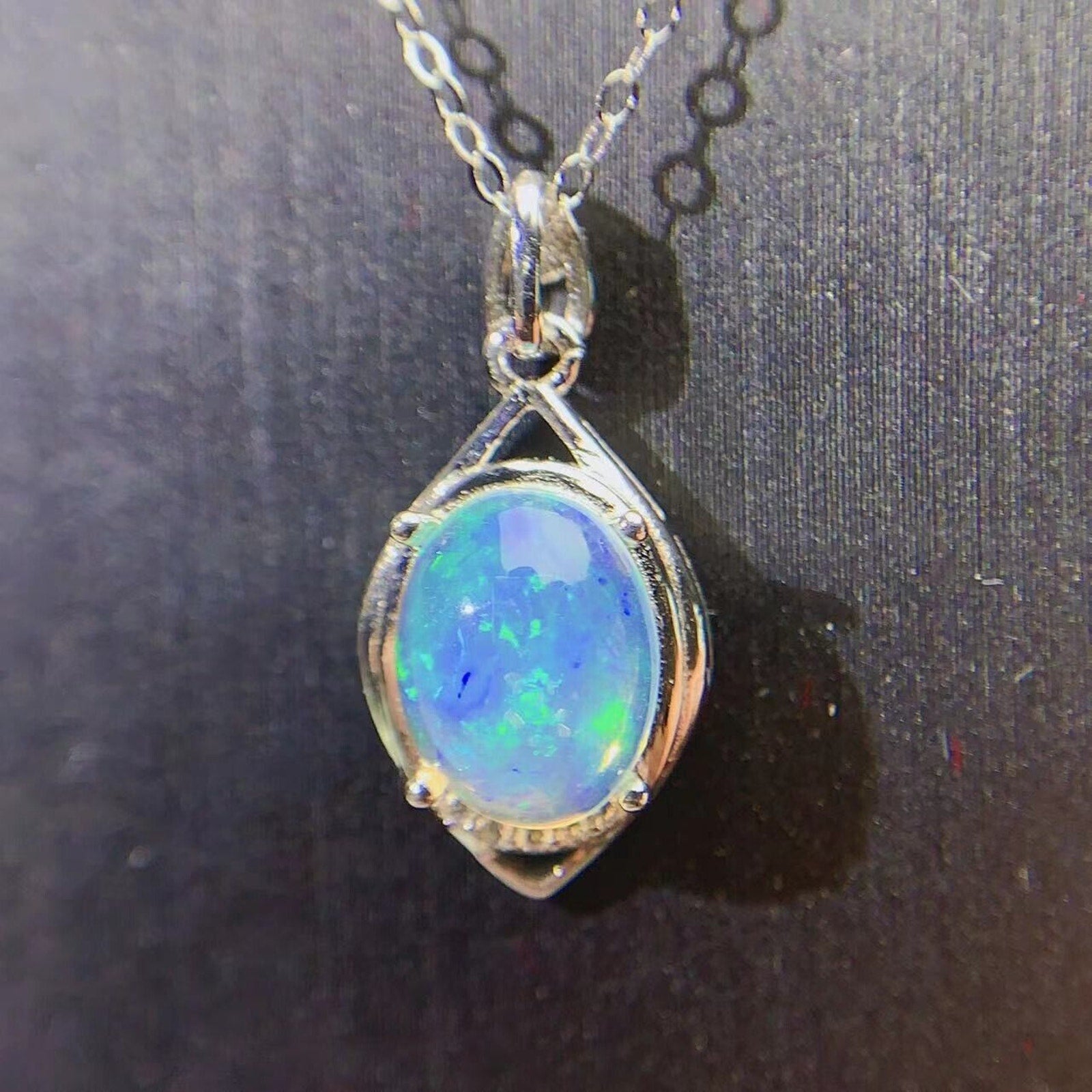 Natural Fire Opal Pendant Necklace, Women's Opal Necklace Sterling Silver