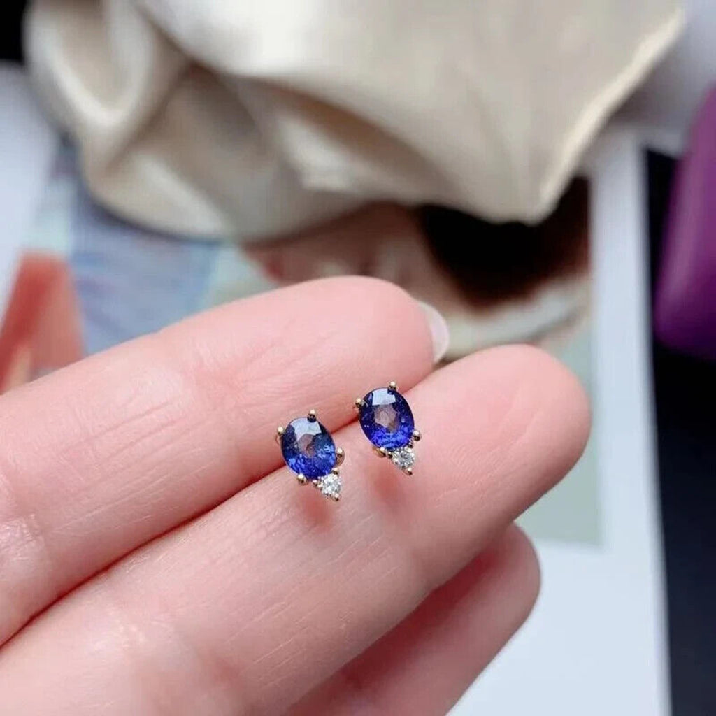 Sapphire Earrings, Natural Sapphire Stud Earrings, Sapphire Stud Earrings, Sterling Silver Sapphire Earrings, Sapphire, Natural Sapphire Earrings, 925 Sterling Silver, Blue Sapphire Earrings, Natural Blue Sapphire Earrings, Natural Blue Sapphire, Blue Sapphire, Bright Blue Sapphire, 925 Sterling Silver, Sapphire Earrings, Dainty, Dainty Stud Earrings, Dainty Sapphire Earrings, Women’s Sapphire Earrings, Anniversary Gift Sapphire, Sapphire September Birthstone, September Birthstone Sapphire