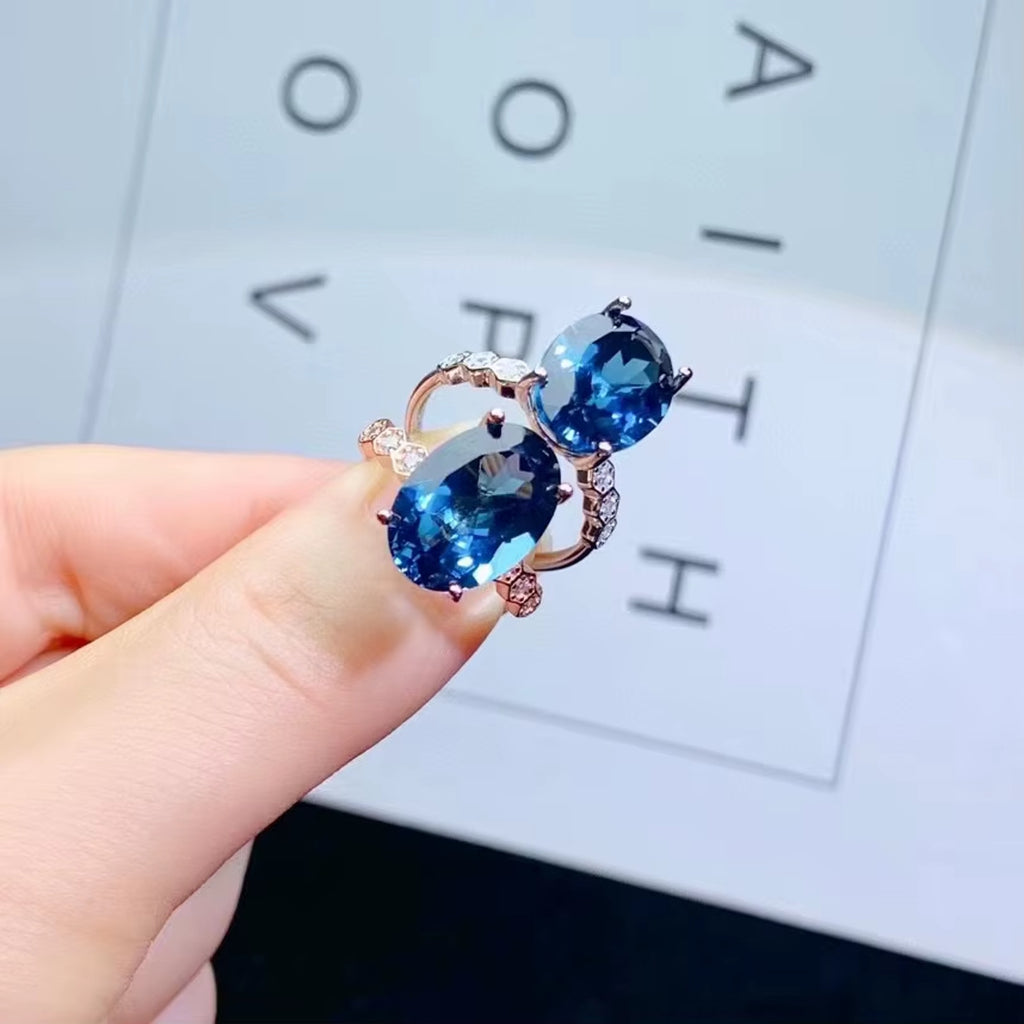 6CT Natural London Blue Topaz Ring 925 Sterling Silver, London Blue Topaz Ring