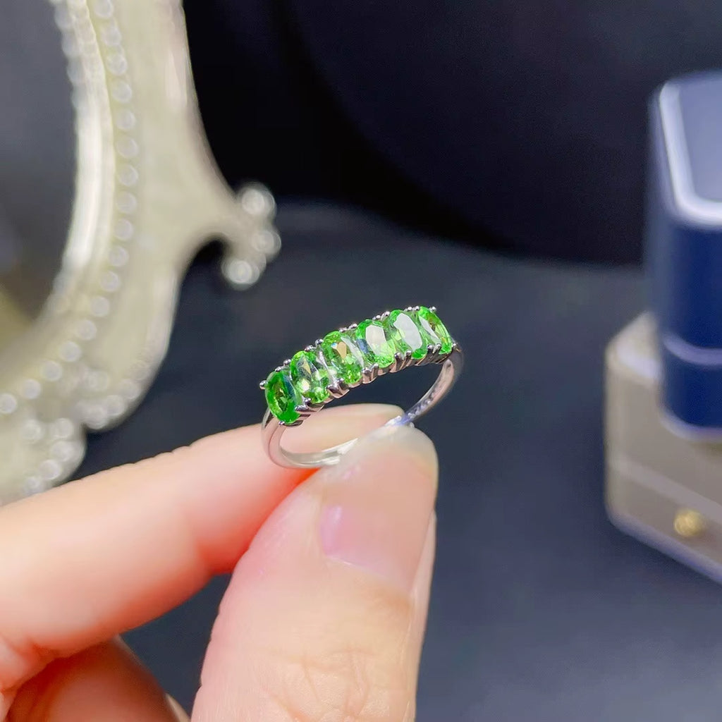 Tsavorite Ring, Natural Tsavorite Gemstone Band Ring VVS Grade 3x5mm