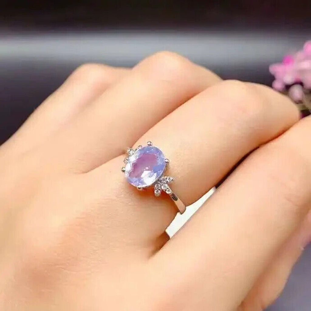 Lavender Amethyst Jewelry Set, Oval Cut Lavender Amethyst Pendant and Ring Set