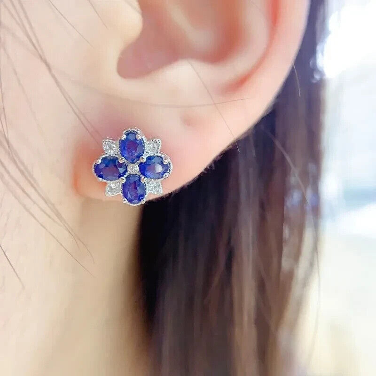 Sapphire Earrings, Natural Sapphire Stud Earrings, Sapphire Stud Earrings, Sterling Silver Sapphire Earrings, Sapphire, Natural Sapphire Earrings, 925 Sterling Silver, Blue Sapphire Earrings, Natural Blue Sapphire Earrings, Natural Blue Sapphire, Blue Sapphire, Bright Blue Sapphire, 925 Sterling Silver, Sapphire Earrings, Dainty, Dainty Stud Earrings, Dainty Sapphire Earrings, Women’s Sapphire Earrings, Anniversary Gift Sapphire, Sapphire September Birthstone, September Birthstone Sapphire