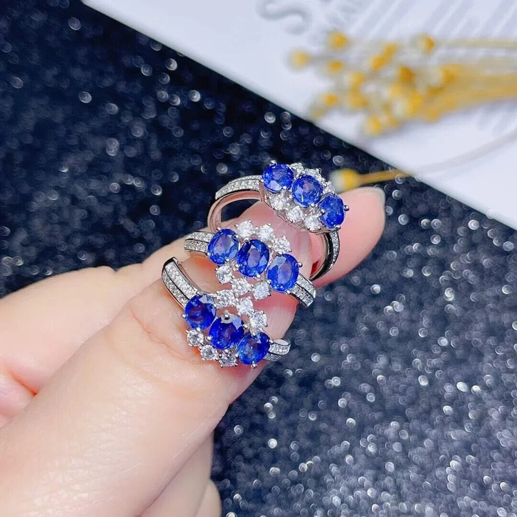 Blue Sapphire Dainty Cocktail Ring, Natural Blue Sapphire Gemstone Ring