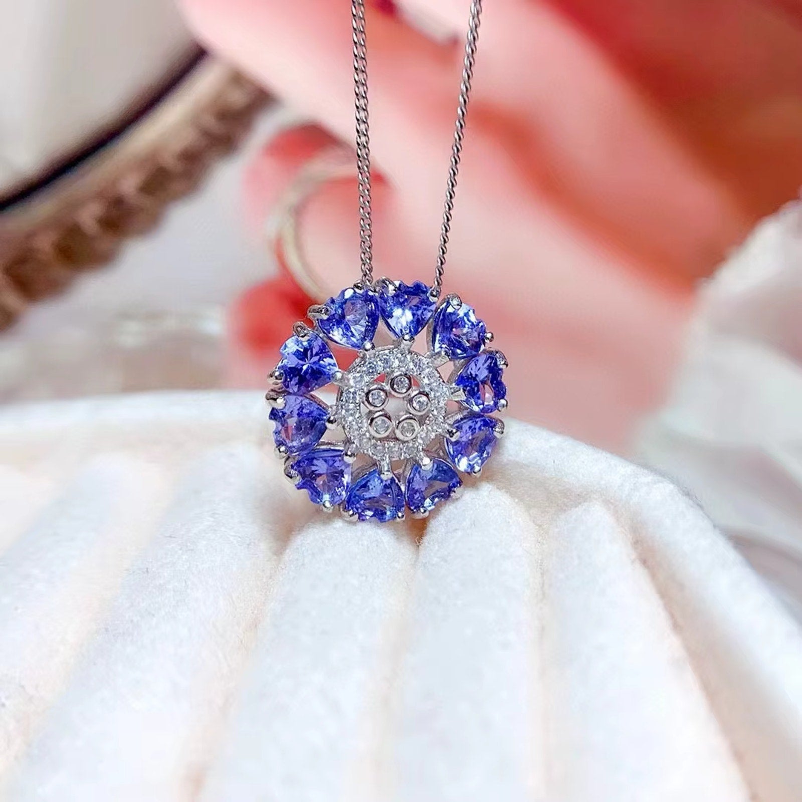 VVS Grade Tanzanite Heart Necklace, Tanzanite Pendant 925 Sterling Silver