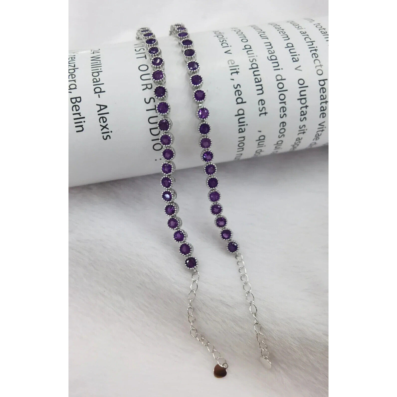 Women's Amethyst Tennis Bracelet, Sterling Silver Amethyst Bracelet