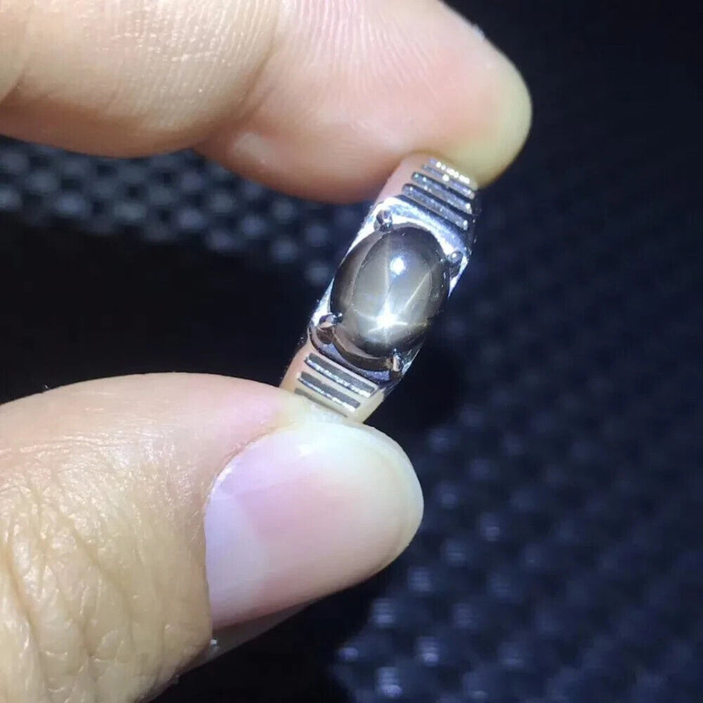 Star Sapphire, Men's Star Sapphire Ring, Star Light Sapphire Ring 7x9mm, 2CT