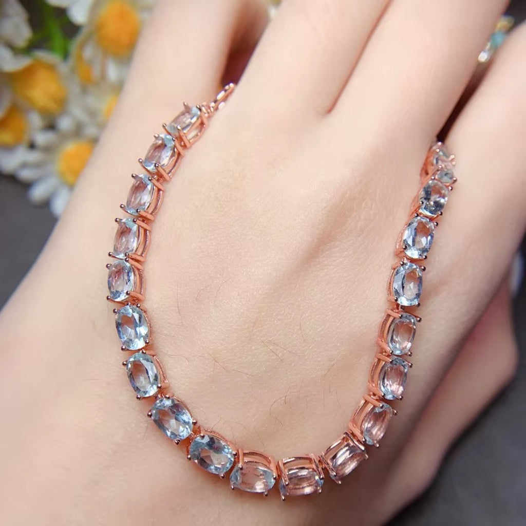 Aquamarine, Aquamarine Jewelry, Natural Aquamarine, Aquamarine Bracelet, Aquamarine Tennis Bracelet, Sterling Silver Aquamarine Bracelet, Natural Aquamarine Bracelet, Aquamarine Jewelry For Women, March Birthstone, March Birthstone Aquamarine, Aquamarine Gemstone, Aquamarine Jewelry For Women, 