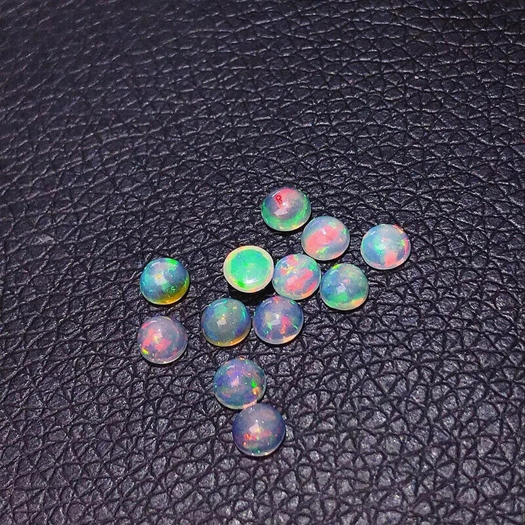 White Fire Opal Stud Earrings, Natural Opal 5x5mm Stud Earrings Sterling Silver