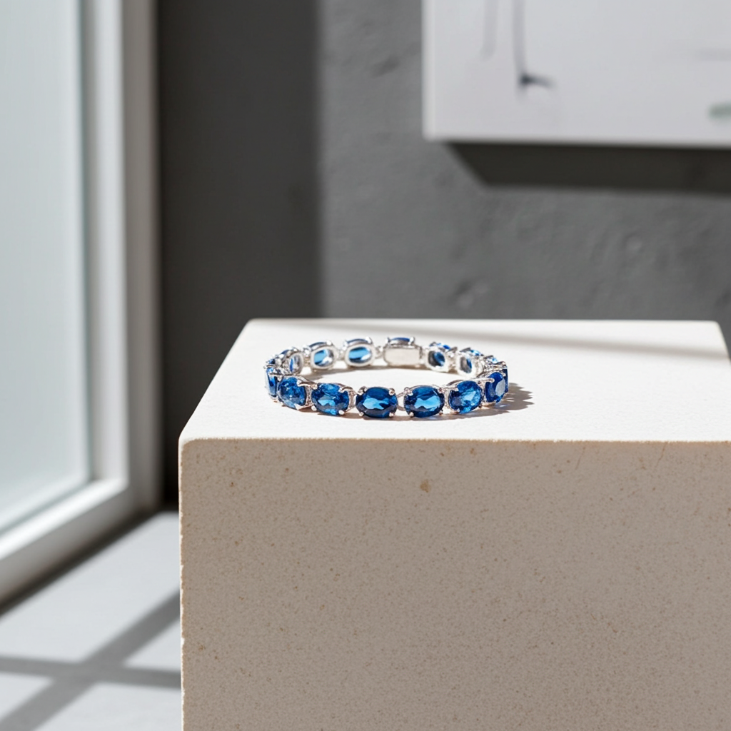 London Blue Topaz Tennis Bracelet 5x7mm VVS1 Grade