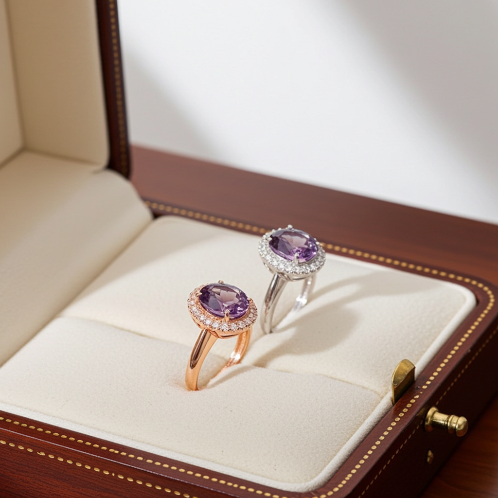 3 Carat Amethyst Gemstone Ring 8x10mm 925 Sterling Silver