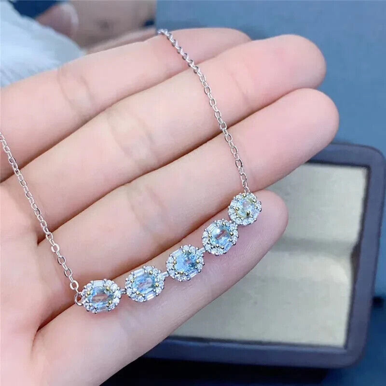 Natural Aquamarine Gemstone Bracelet, Women's Geniune Aquamarine Bracelet