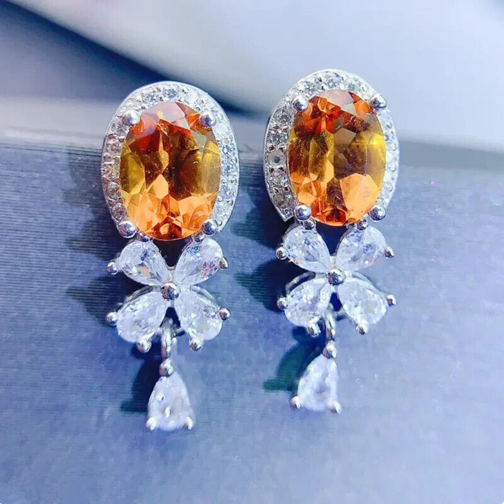 Natural Citrine Banquet Earrings 5x7mm, Citrine Earrings