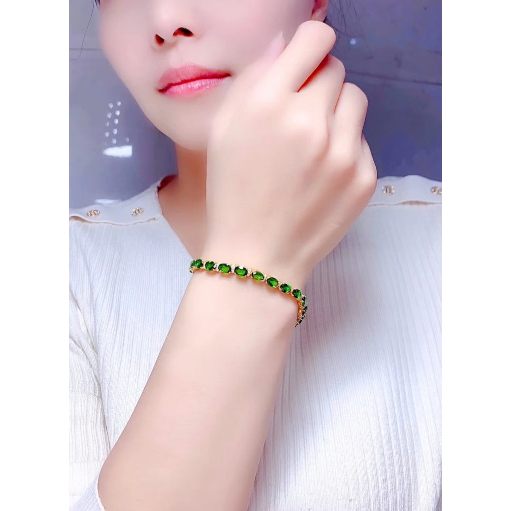 Diopside Bracelet, Sterling Silver Chrome Diopside Bracelet, Tennis Bracelet