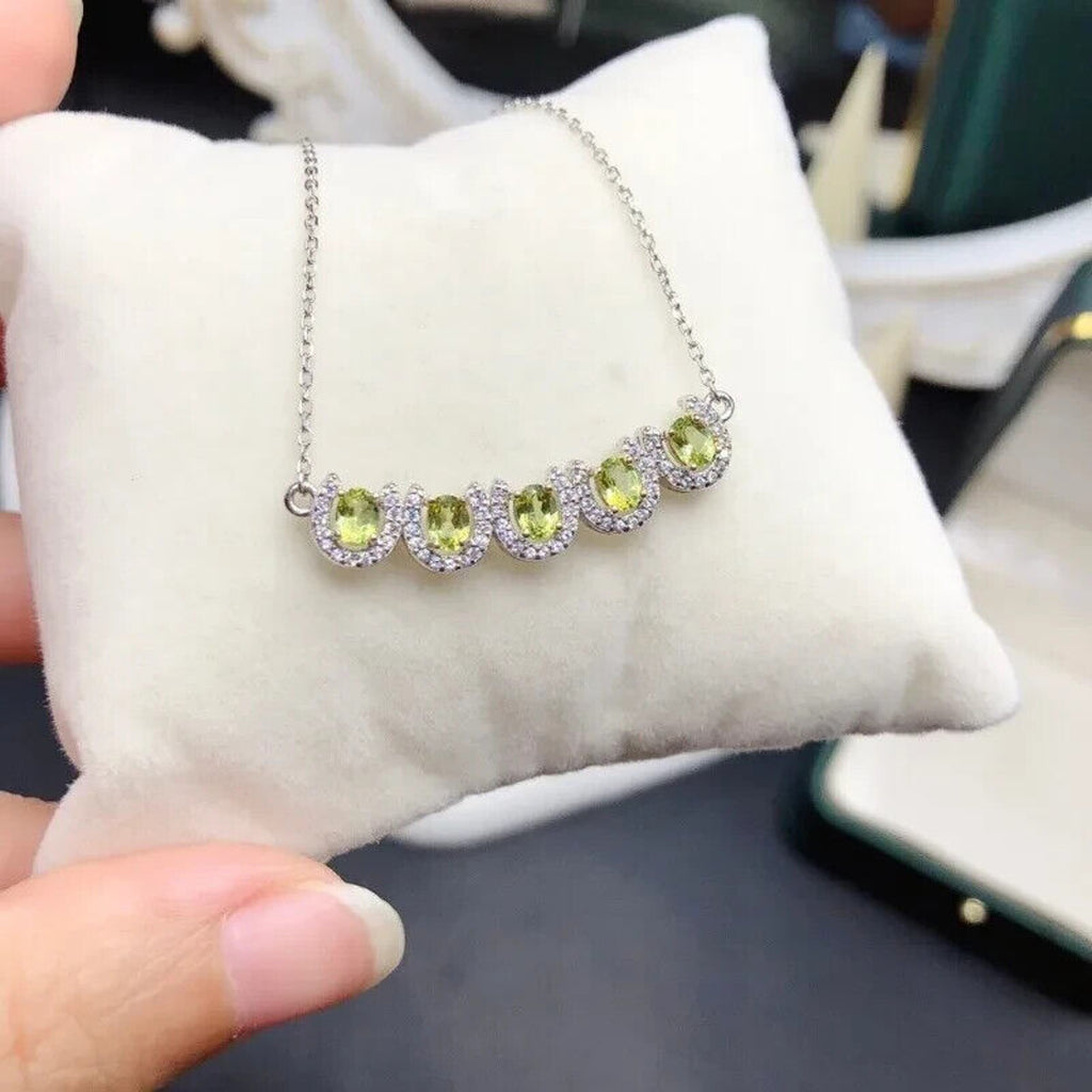 Peridot Birthstone Clavicle Chain Necklace 3x4mm