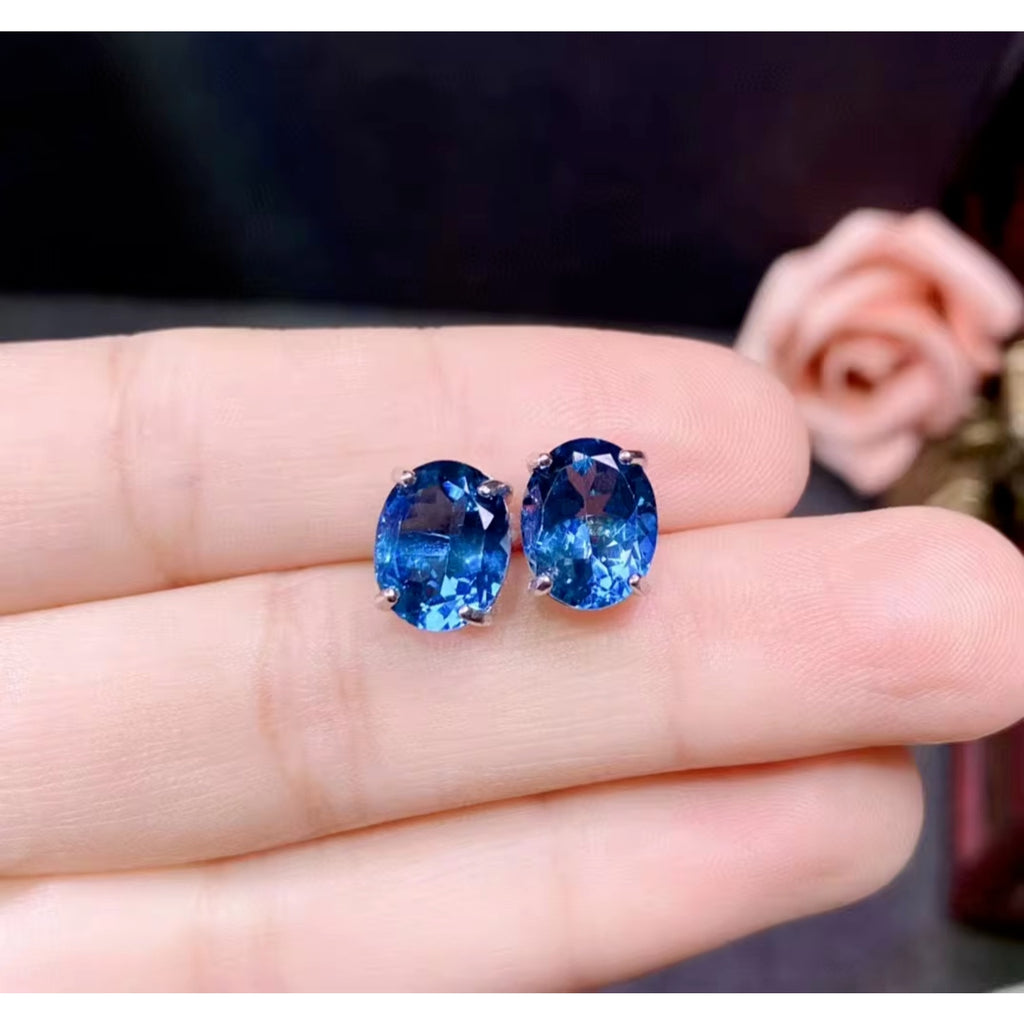 London Blue Topaz Stud Earrings 8x10mm 3CT, Large London Blue Topaz Stud Earrings, December Birthstone London Blue Topaz, London Blue Topaz Earrings, London Blue Topaz Stud Earrings, Women's London Blue Topaz Earrings, London Blue Topaz Jewelry, Natural London Blue Topaz Gemstone Jewelry Set, Women's London Blue Topaz Earrings, London Blue Topaz Ring, London Blue Topaz Stud Earrings, London Blue Topaz Earrings, Women's London Blue Topaz Jewelry, Sterling Silver London Blue Topaz Jewelry
