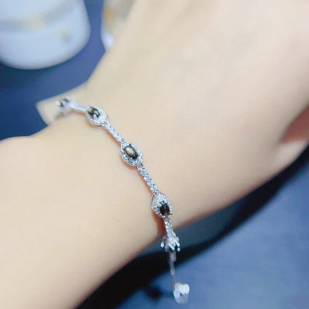 Dainty Star Sapphire Bracelet, Natural Star Sapphire Tennis Bracelet 3x5mm