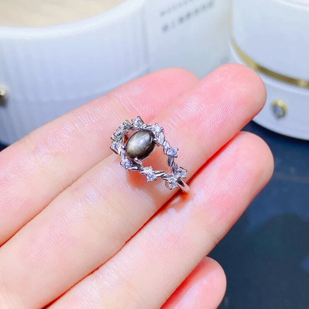 Star Sapphire, Natural Star Sapphire Ring, Star Light Sapphire Ring 5x7mm