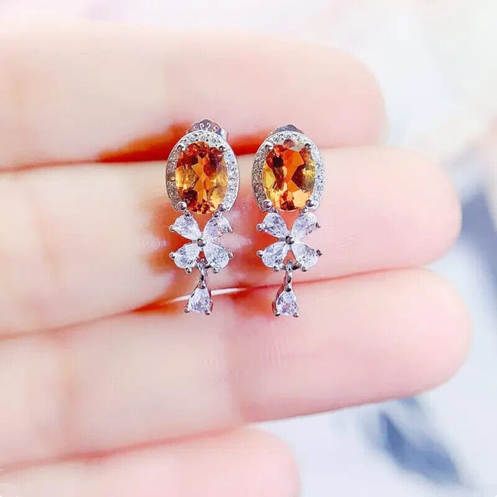 Natural Citrine Banquet Earrings 5x7mm, Citrine Earrings
