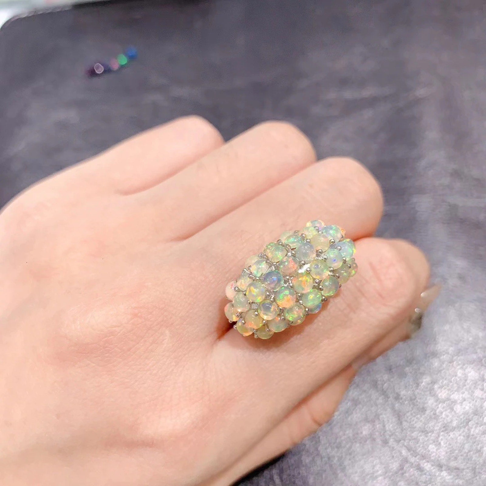 White Opal Ring, Women's Opal Rings, Turkish Rings for Women, Opal Ring, Vintage