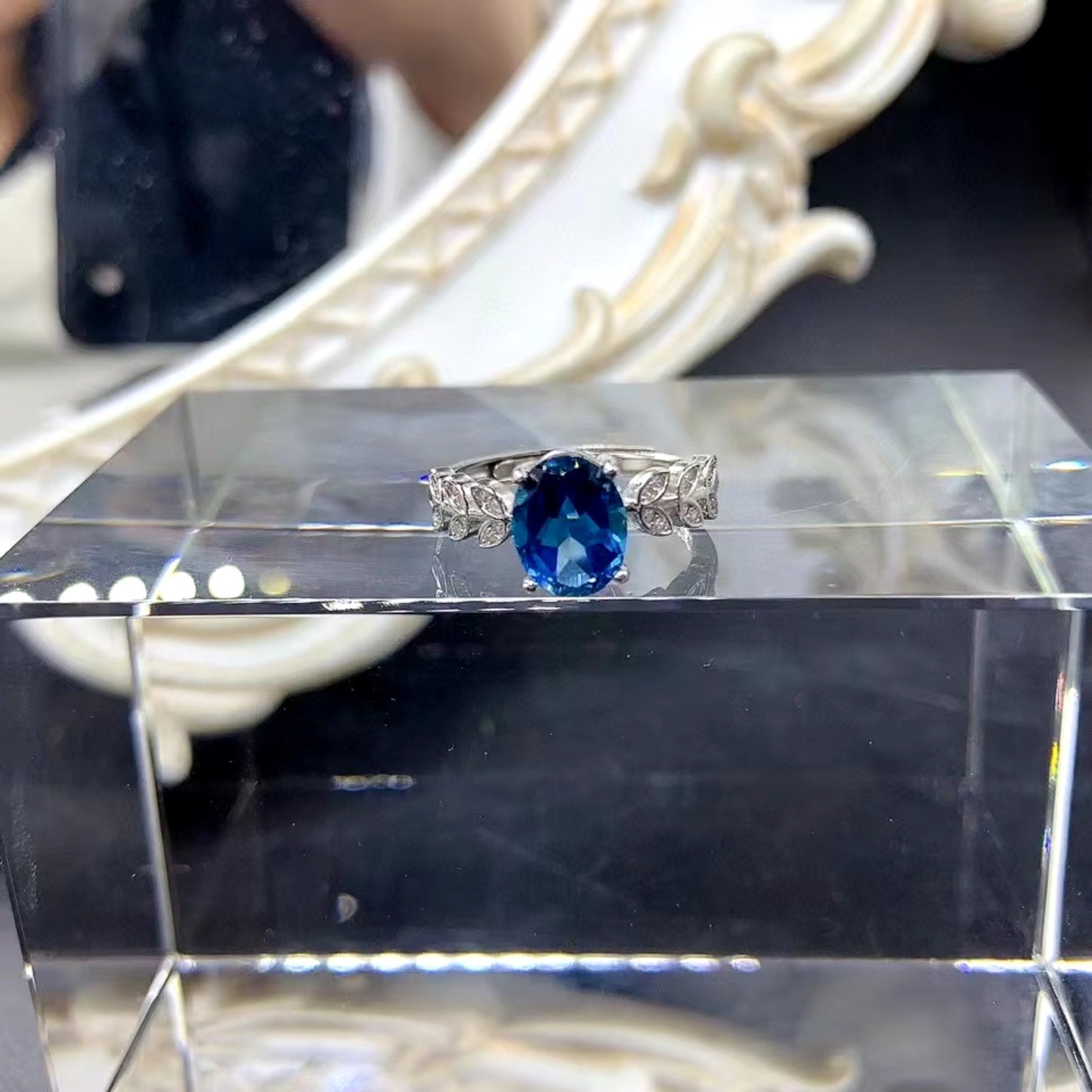 2CT VVS London Blue Topaz Ring Platinum Plated London Blue Topaz