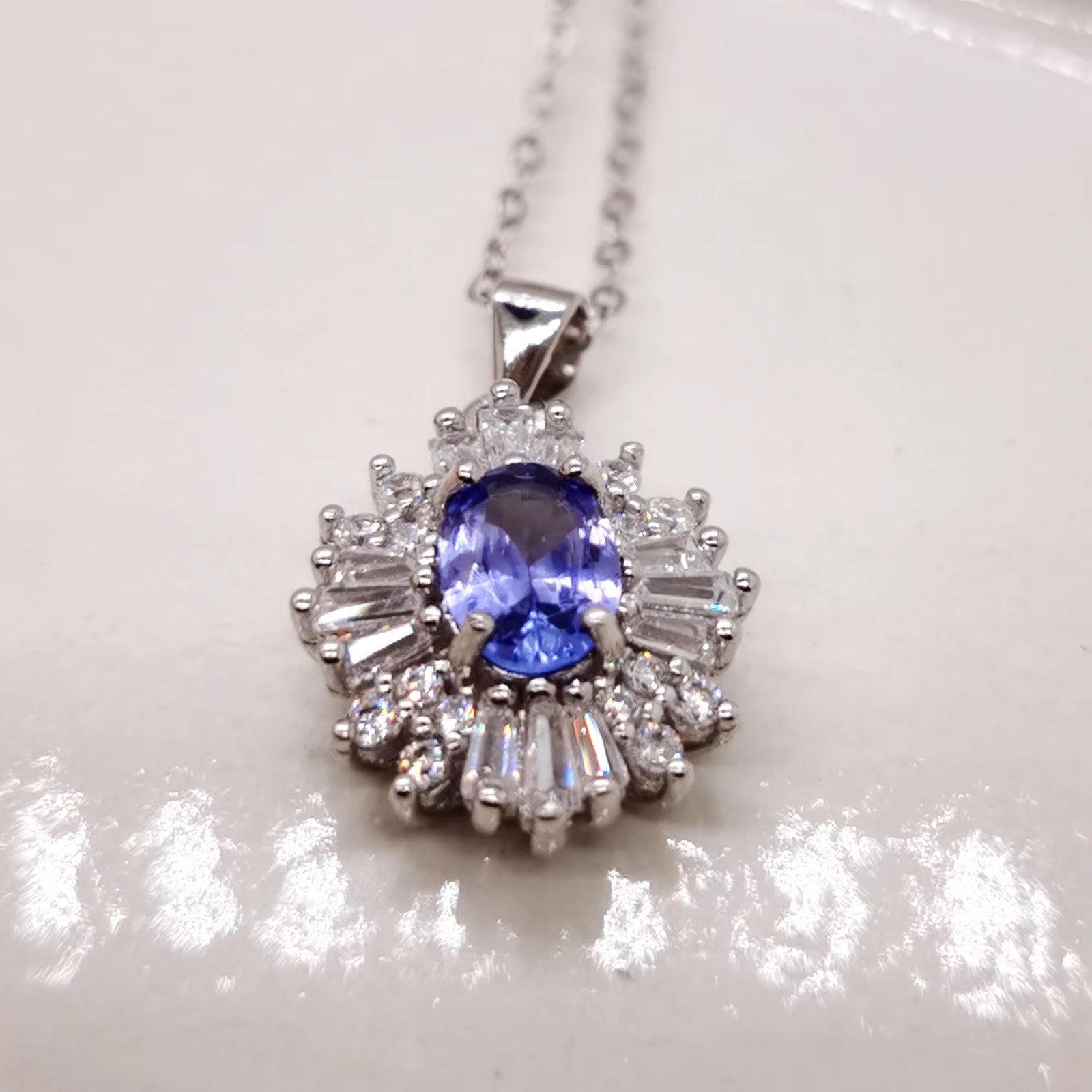 Purple Tanzanite Pendant Necklace, Natural Tanzanite Necklace For Women