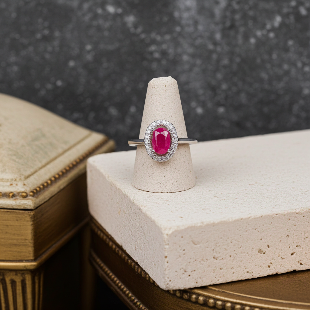 Dainty Pink Burma Ruby Ring 4x6mm 925 Sterling Silver