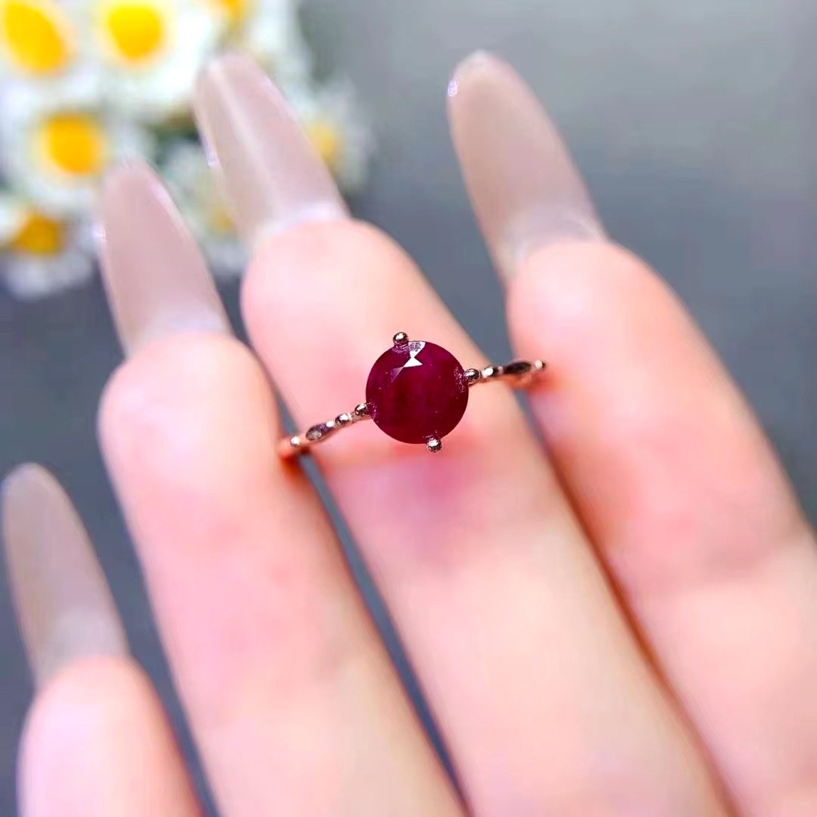 Dark Red Ruby Ring, Womens Ruby Ring, Natural Ruby, Sterling Silver Ruby Ring
